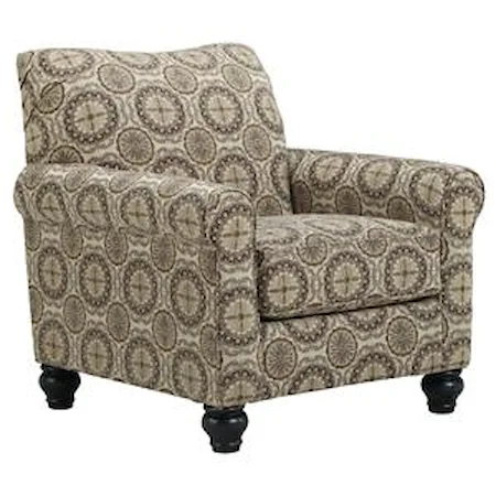 Accent Chair with Bun Feet & Rolled Arms